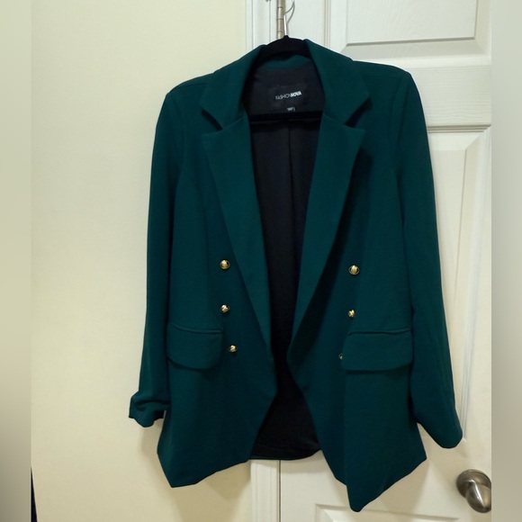 Hunter Green Blazer with Gold Buttons - Picture 1 of 2